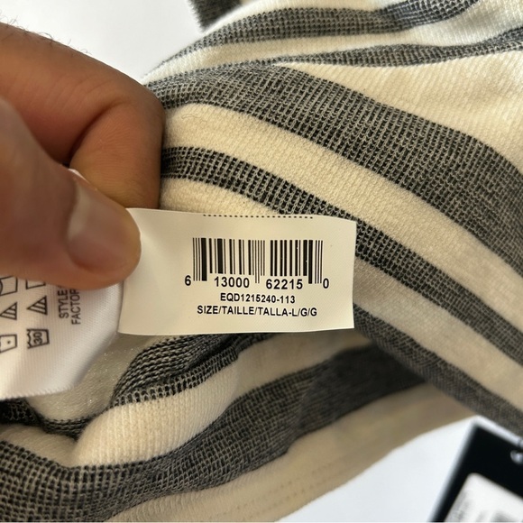 BCBGMaxAzria Women's Off White Grey Cropped Linen Top Size Large - Picture 8 of 9